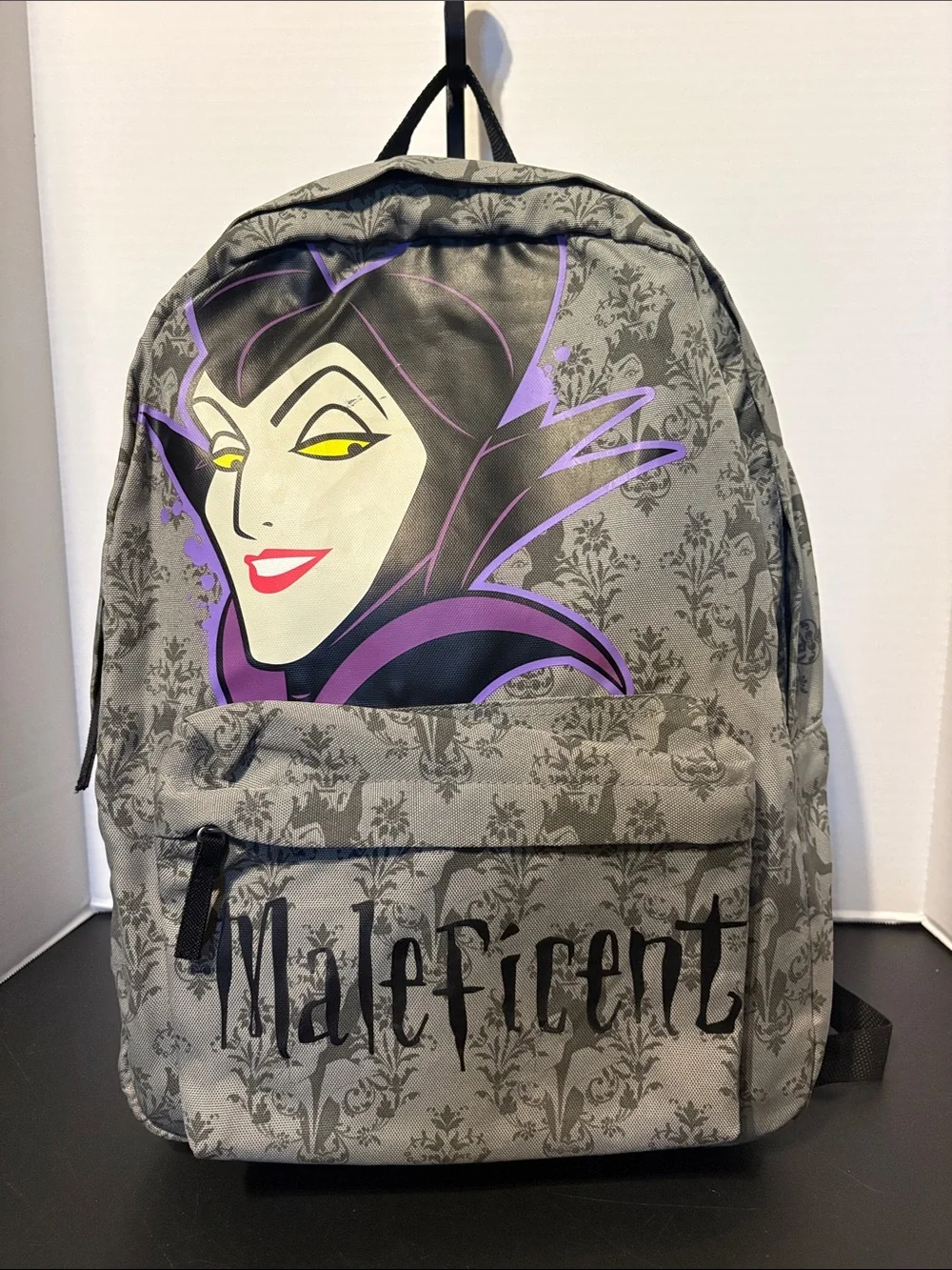 Disney Maleficent Grey Backpack with Purple and Yellow Accents